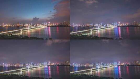 武汉长江二桥夜景延时高清在线视频素材下载