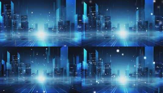 蓝色科技城市背景01高清在线视频素材下载
