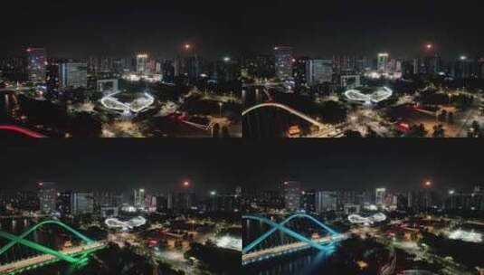 航拍南沙城市灯光夜景高清在线视频素材下载