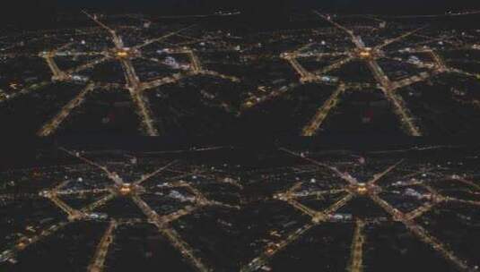 航拍新疆伊犁特克斯八卦城夜景高清在线视频素材下载