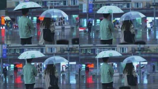下雨城市行人高清在线视频素材下载
