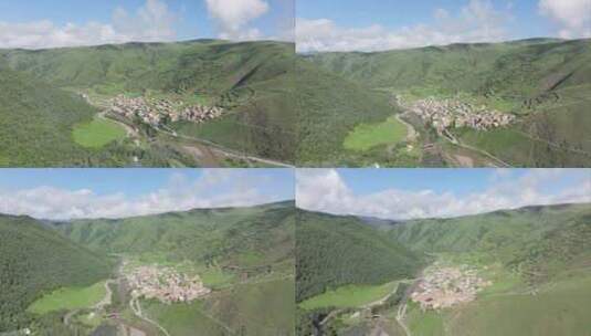 夏季的川西藏族藏寨小村落高清在线视频素材下载