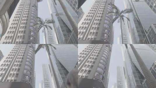 仰拍香港中环街景高清在线视频素材下载