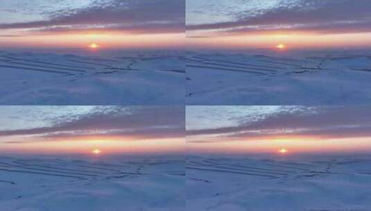 呼伦贝尔冬天雪景自然风光冬日暖阳高清在线视频素材下载