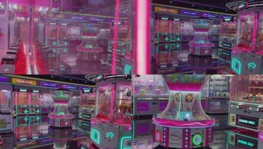 商场电玩城横移抓娃娃机变焦高清在线视频素材下载