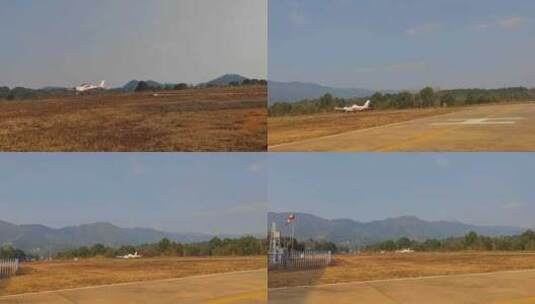长沙宁乡通航机场起降的轻型运动飞机高清在线视频素材下载