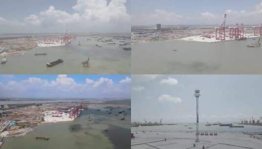 【4K】建设中的广州南沙港航拍港口基建高清在线视频素材下载