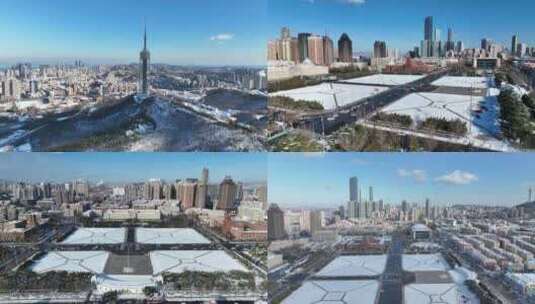 城市雪景 冬天 城市雪景航拍高清在线视频素材下载