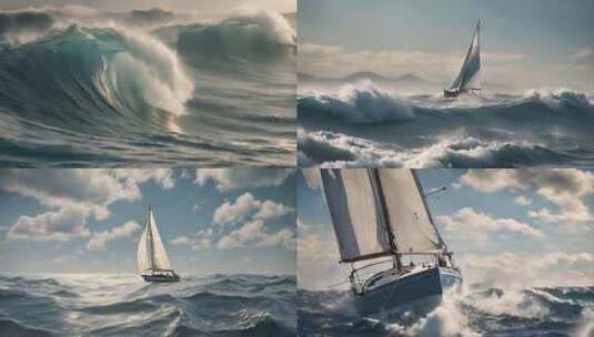 帆船乘风破浪1高清在线视频素材下载