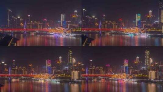 8K重庆嘉陵江渝中CBD夜景移动延时高清在线视频素材下载