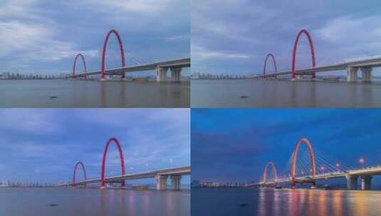 杭州之江大桥日转夜延时高清在线视频素材下载