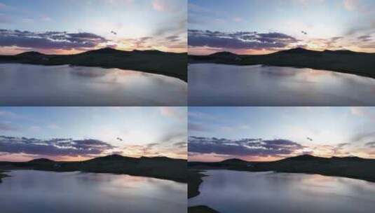 航拍山谷湖泊山水风光高清在线视频素材下载