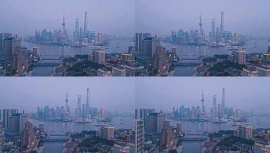 上海陆家嘴外滩夜景航拍高清在线视频素材下载