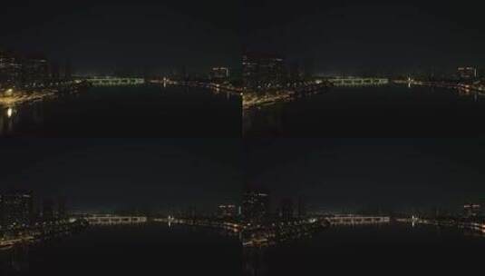 惠州东江夜景风光夜晚河流航拍晚上城市建筑高清在线视频素材下载