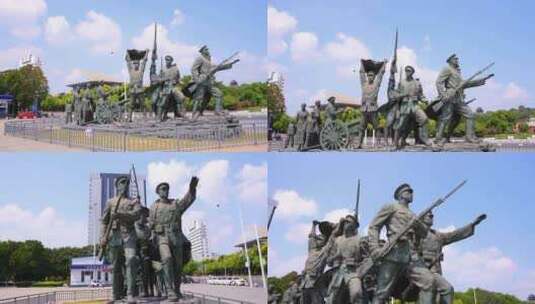 武汉_首义广场_走向共和雕塑高清在线视频素材下载