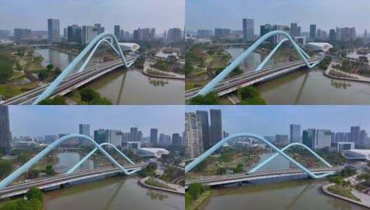 4K航拍广州南沙自贸区城区3高清在线视频素材下载