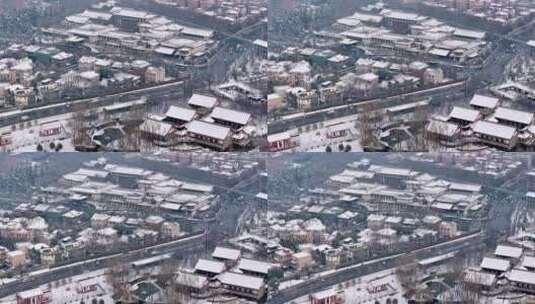 西安城市建筑冬季雪景高清在线视频素材下载