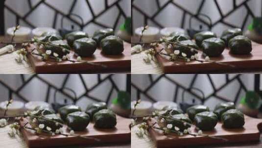 青团美味小吃清明节春天食品高清在线视频素材下载