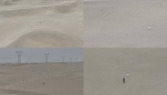 塔克拉玛干沙漠中行人高清在线视频素材下载