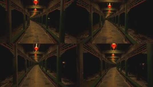 颐和园长廊夜景红灯笼亮灯高清在线视频素材下载