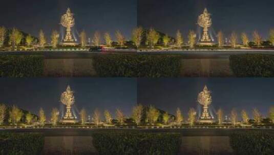 杭州_射潮广场_钱江龙雕塑高清在线视频素材下载
