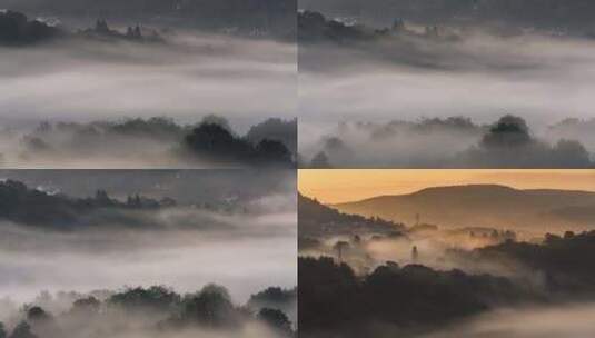 4k风景清晨山上的雨雾合集高清在线视频素材下载