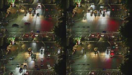 十字路口 斑马线交通灯 车流素材高清在线视频素材下载