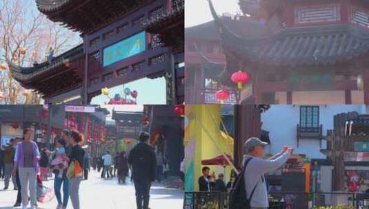 南京市秦淮区夫子庙步行街游客游玩旅游人流高清在线视频素材下载