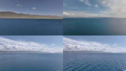 4K航拍新疆赛里木湖 波光粼粼湖面高清在线视频素材下载