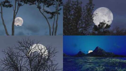 夜晚凄凉寒冷的月夜和乌云延时高清在线视频素材下载