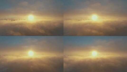 日落，移动的云雾。南极航拍高清在线视频素材下载