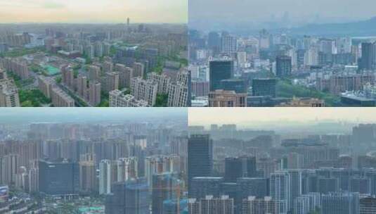 杭州市拱墅区市区高楼大厦车流航拍城市风景高清在线视频素材下载