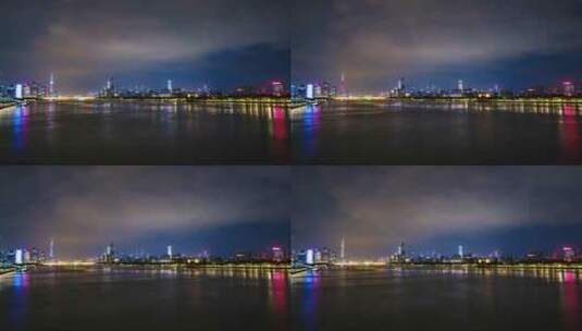 广州城市夜景珠江广州塔大景远景全景延时高清在线视频素材下载