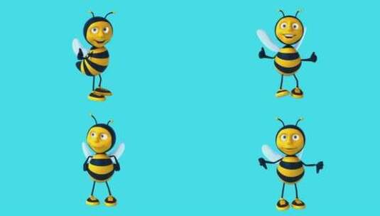 带拇指上下的有趣3D卡通蜜蜂（包括alp高清在线视频素材下载