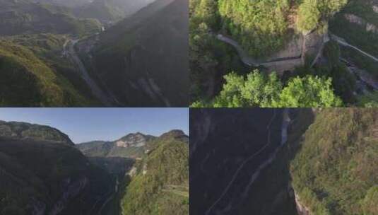 挂壁公路汉中人文景观汉中旅游宣传悬崖梯田高清在线视频素材下载