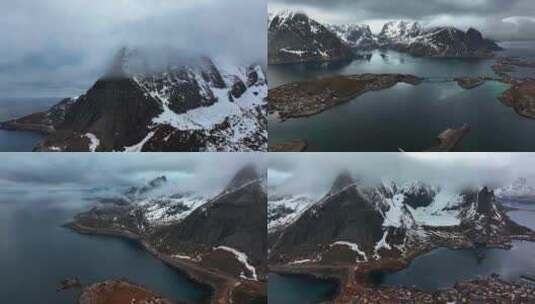 4K航拍挪威罗弗敦群岛无限风光高清在线视频素材下载