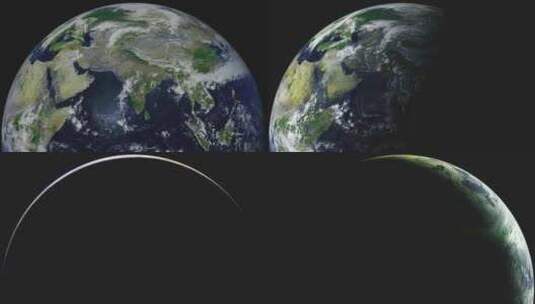 地球日转夜转日卫星视角地球大气层气候高清在线视频素材下载