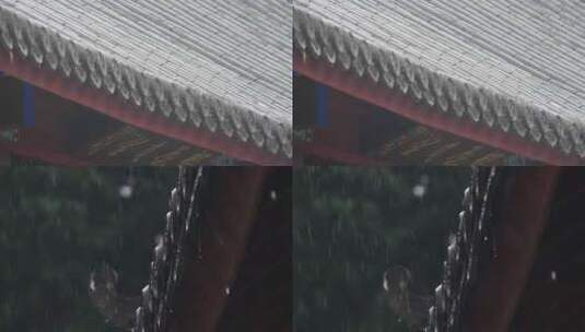 雨中古建筑高清在线视频素材下载
