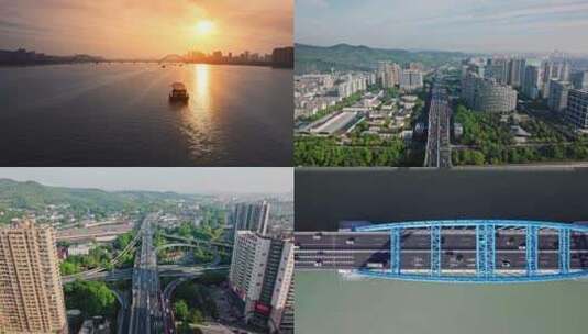 【合集】杭州复兴大桥中河高架车流高清在线视频素材下载