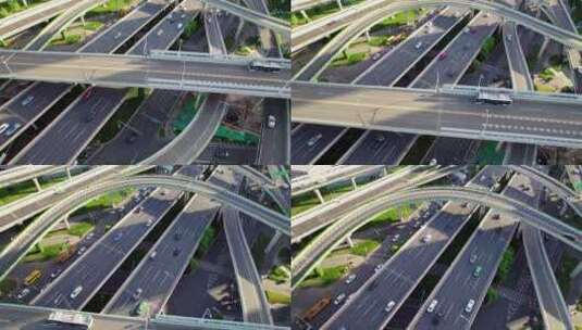 城市交通，城市车流，城市立交桥高架桥航拍高清在线视频素材下载