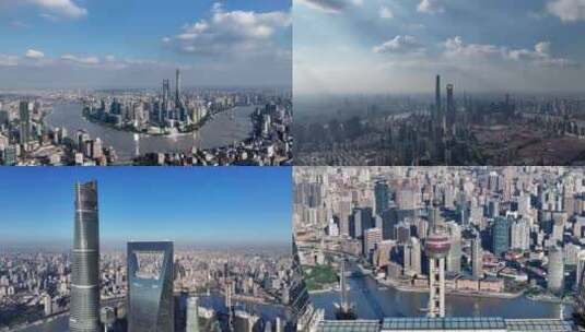 4K上海外滩金融城航拍合集高清在线视频素材下载