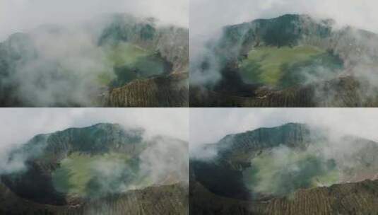 火山，墨西哥，火山口湖，雾高清在线视频素材下载