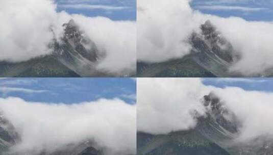 南迦巴瓦峰雨季航拍高清在线视频素材下载