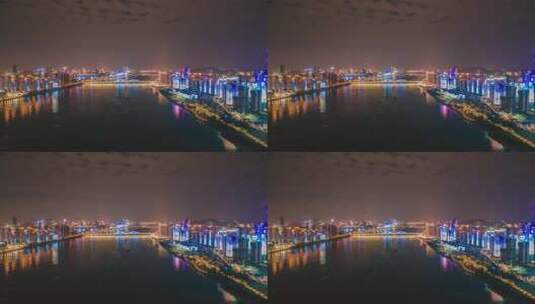 湖南长沙夜景航拍延时高清在线视频素材下载