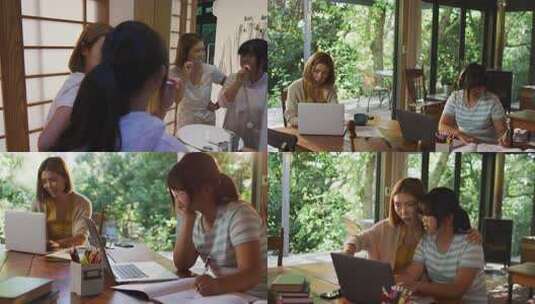 女性在家使用笔记本电脑学习高清在线视频素材下载