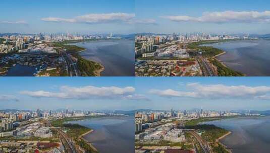 深圳滨河大道车流航拍延时高清在线视频素材下载