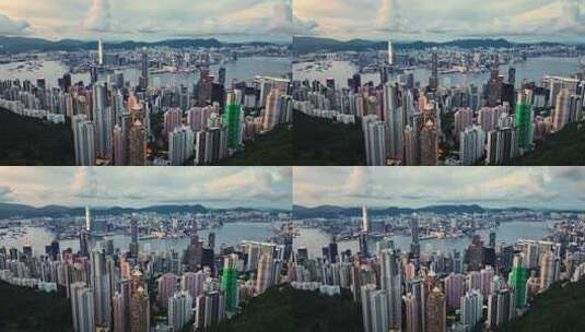 香港维多利亚港夜景航拍高清在线视频素材下载
