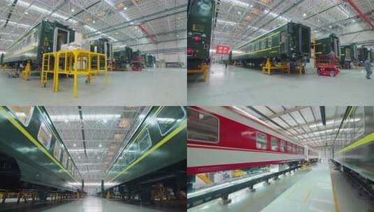 工厂内火车车厢检修场景高清在线视频素材下载