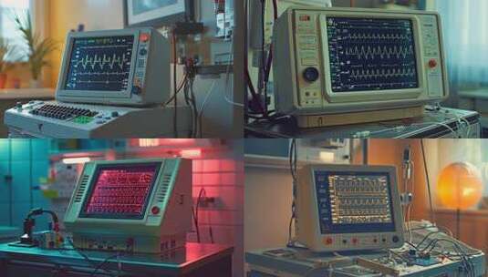 医疗监护设备心电图 生命体征监护仪数据高清在线视频素材下载