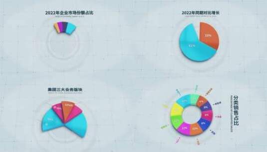 简洁三维饼图企业数据分析立体3D图表AE模板高清AE视频素材下载